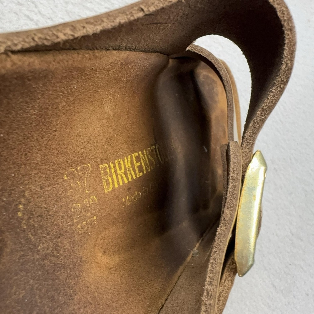 Birkenstock Arizona Shoes Womens Size 6 Gold Slide Sandals Cork Footbed Comfort - Picture 10 of 16